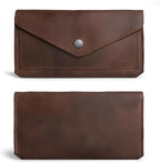 Hide & Drink, Full Grain Leather Large Female Wallet, Travel Organizer for Women, Vintage Money and Card Holder, Handmade, Bourbon Brown