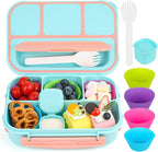 MaMix Bento Lunch Box - Adult & Kids Lunch Containers, 4 Compartment, 1300ML (Pastel Blue)
