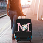 M Alphabet Design Custom Travel Luggage Cover Tag Set TSA Approved Vintage Letter Print Suitcase Protector Men Women (XL 29-32 Inch Luggage)