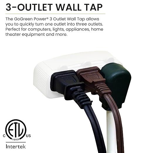 Go Green Power Inc. (GG-13000TW) 3 Outlet Wall Tap Adapter, White