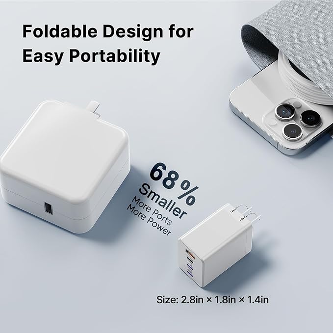 2 Pack 200W USB C Charger Block, Adapter for iPhone 17/16/15 Pro Max Charger Fast Charging, Foldable 4-Port GaN5 Fast Charging Block, Dual 65W Laptop Super Fast Charger Type C for MacBook Pro/Air iPad