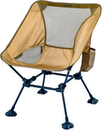 iClimb Ultralight Compact Camping Folding Beach Chair with Anti-Sinking Large Feet and Back Support Webbing (Brown - Square Frame - 2PC)