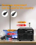 LVYUAN Voltage Converter Transformer 800 Watt Step Up/Down Convert from 110V-120V to 220V-240Vt and from 220V-240V to 110V-120V with 2 US outlets, 2 Universal outlets, Resettable Circuit Breaker