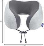 napfun Neck Pillow for Travel with Travel Pouch, Sleep Mask & Earplugs, Memory Foam Airplane Pillow for Headrest Sleep with Eyeshades, Plane Essentials with Eye Blindfold, Light Gray Kit