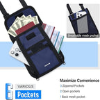 Hanke Passport Holder, Travel Wallet for Womens and Men, Neck Wallet Hidden Passport Pouch for Travel Adjustable Lightweight Thin with 6 compartments (Navy Blue)