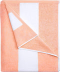 HENBAY Cotton Oversized Beach Towel - Large 70 x 35 Inch Pool Towel, Orange Striped Quick Dry Swimming Cabana Towel