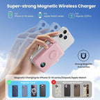 6 in 1 Magnetic Portable Charger for iPhone with Built-in Cables, 10800mAh 25W PD Fast Charging Power Bank, 6 Outputs Travel Essential Battery Pack for iPhone 17/16/15/14/13/12,Apple Watch (Pink)
