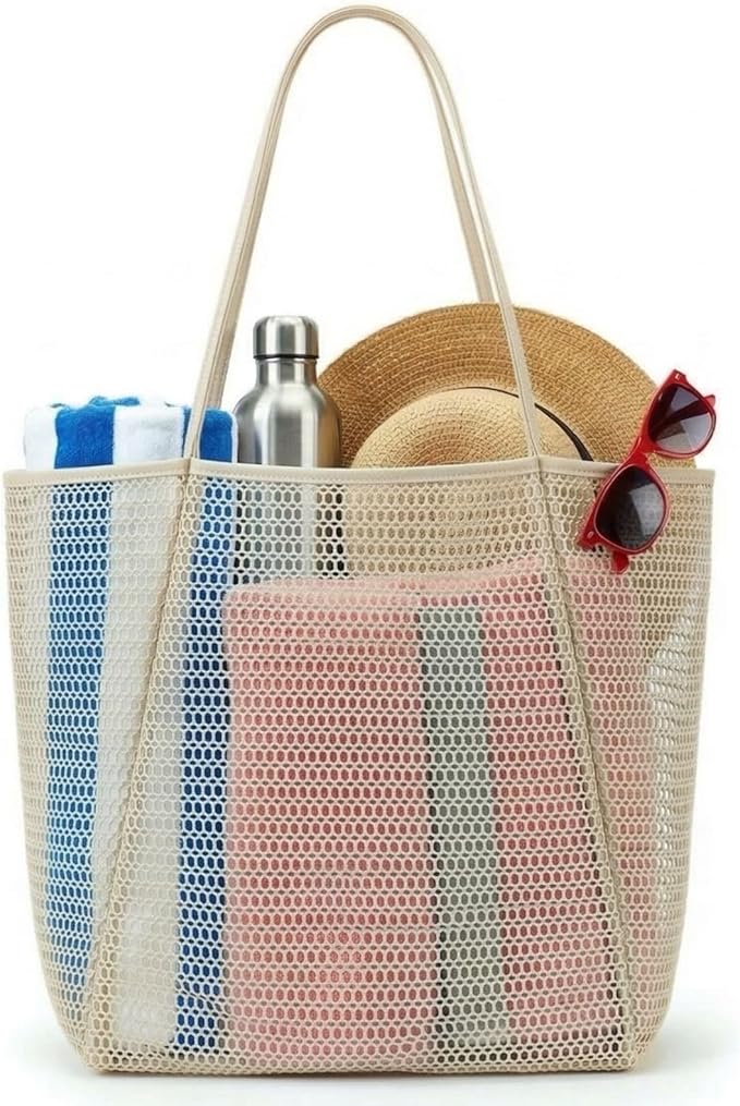 Beach Tote Bag for Women – Waterproof Mesh Tote Bag, Large Capacity Sandproof Beach Bags for Travel