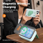 SEANCHEER P05 Portable Charger, Magnetic Power Bank, Small PowerBank, Battery Pack10000mAh Travel Essentials Fast Charging with Built in Cable, Foldable Wall Plug for iPhone,Samsung,Andriod (Green)