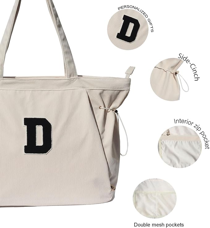 ESVAN Corduroy Yoga Tote Bag Gifts for Women Drawstring Yoga Mat Bag for Office Workout Travel Carryall Pilates Gym