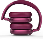 C6 Active Noise Cancelling Headphones, Wireless Over Ear Bluetooth Headphones, 60H Playtime, Lightweight Folding Deep Bass Comfort Fit Ear Cups Headset with Mic for iPad/Travel/PC/Home Red