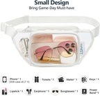 Veckle Clear Fanny Pack Stadium Approved - Adjustable 33-47 Inch Strap, Transparent Belt Bag for Women Men Fits 7.5-inch Smartphone, Waist Bag Clear Bag for Stadium Events, Sport, Concerts, White