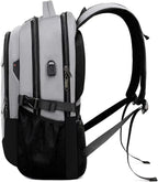 DUSLANG 17 Inch Travel Laptop Backpack Water Resistant College Backpack for Men/Women Laptop Bag with USB Charging Port, Light Grey and Black