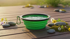 Silicone Foldable Pet Food Water Feeder, Collapsible Travel Bowl for Dog and Cat, Outdoor Portable (Green)