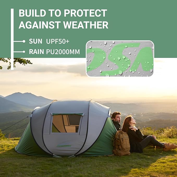 EchoSmile Pop Up Camping Tent, 2/4/6 Person Easy Setup Tent, Water Resistant Dome, Portable with Carry Bag
