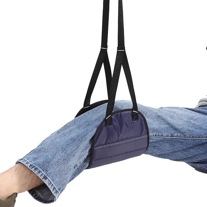 Airplane Foot Hammock Adjustable Travel Footrest Portable Leg Sling for Airplane and Office Under Desk Use Dark Blue Mesh Fabric for Long Flights and Car Trips