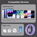 2 Pack Fast Charger Cable, 6ft USB-C to Lightning Cable, MFi Certified, Purple, for iPhone14/13/12/11 Pro Max/Mini/XR/XS, etc.
