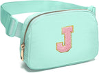 Gitus Belt Bag Fanny Pack Crossbody Bags with Initial Letter Patch Cute Stuff Birthday Gifts for Teenager Girls Trendy Preppy Stuff for Teen Girls Cool Stuff for Teens (Mint Green-J)