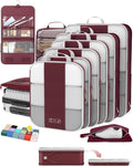 10 Set Compression Packing Cubes for Travel Essentials,Compressible Expandable Packing Cubes for Suitcase,OlarHike Luggage Organizer Bags for Travel,Handy Helper for Organizing Clothes(Wine Red)