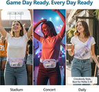 Veckle Clear Fanny Pack Stadium Approved - Plus Size 35-51 Inch Adjustable Strap Transparent Belt Bag for Women Men Fits 7.5" Smartphone, Crossbody Clear Bag for Stadium Events Sports Concerts, Purple
