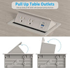 Table Power Outlet Hub PD20W USB-C Fast Charging Station, Recessed Outlet with 2AC Outlets and USB Ports for Conference Room Kitchen Countertop
