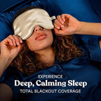 ASUTRA Silk Eye Pillow for Sleep, Champagne - Filled w/Lavender Buds & Flax Seeds, Weighted Eye Mask, Meditation & Light Blocking Blindfold, Cooling Gel Mask Included