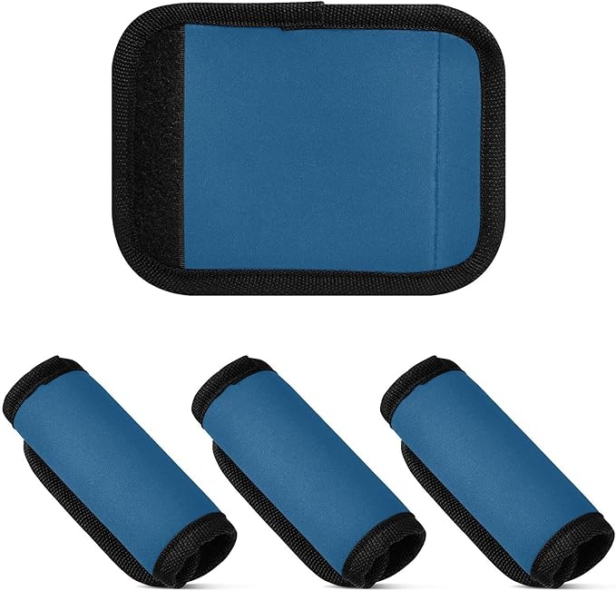 DOMIKING Dark Blue Luggage Handle Wraps for Suitcase Luggage Identifier Soft Luggage Marker for Travel Bag Suitcase Luggage Handle Covers Travel Accessories, 4 Pack