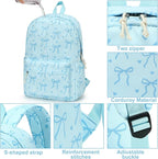 LOIDOU Backpack for Girls School Backpacks Bookbags for Elementary Middle School Women Laptop Backpacks (Bow Tie BLUE, L-17)