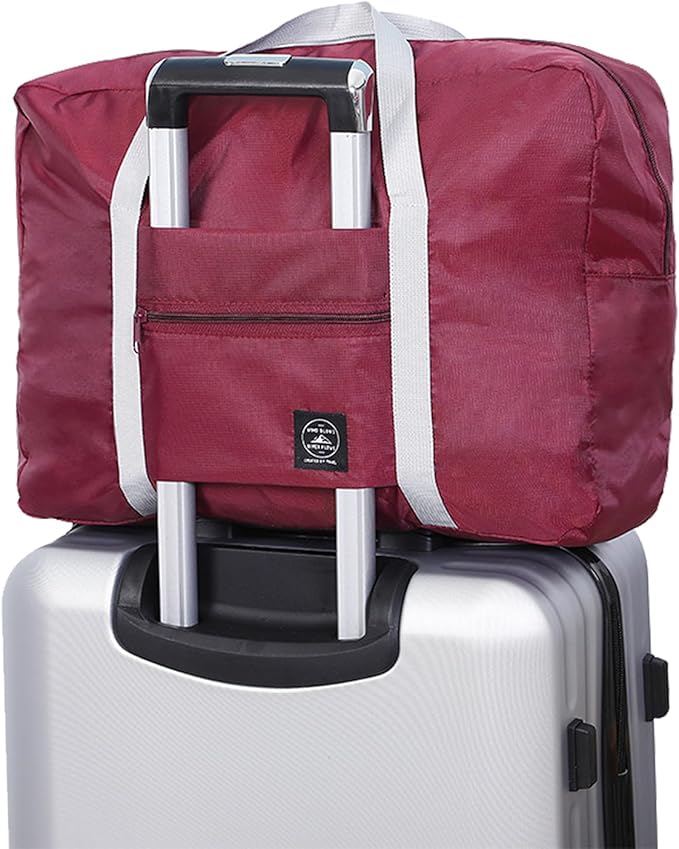 Foldable Travel Duffel Bag Tote Carry on Luggage Bag Spirit Airlines Personal item Sports Gym Bag Water Resistant Weekender Overnight Bags for Women and Men (Red)