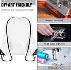 Grneric 60 Pieces Drawstring Backpack Bulk Cinch Sackpack Ployster Drawstring Bags for Gym Party Trip(White)