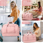 Extra Large Travel Duffle Bag,Carry on Overnight Weekend Bag with Shoes Compartment,Weekender Bags for Women for Travel Business Trips Sport Hospital