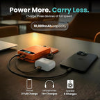 10K Magnetic Power Bank, Orange, Qi2 Certified 15W Wireless Charger, LCD Display, Solid-State Battery for Safer Travel, Ultra-Slim USB-C Fast Charging Portable Charger for iPhone 17/16/17