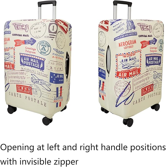 WUJIAONIAO Travel Luggage Cover Baggage Suitcase Cover Protector Skins 18-32 Inch (Stamp pattern A13, L (for 25-28 inch luggage))