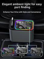 Retractable Car Charger USB C,107W Type C Car Charger Fast Charging with Dual Retractable Cable and USB Ports for iPhone 17/16/15,S25/24/23, Pixel 9/8/7(Build-in USB-C & Lightning Cable)