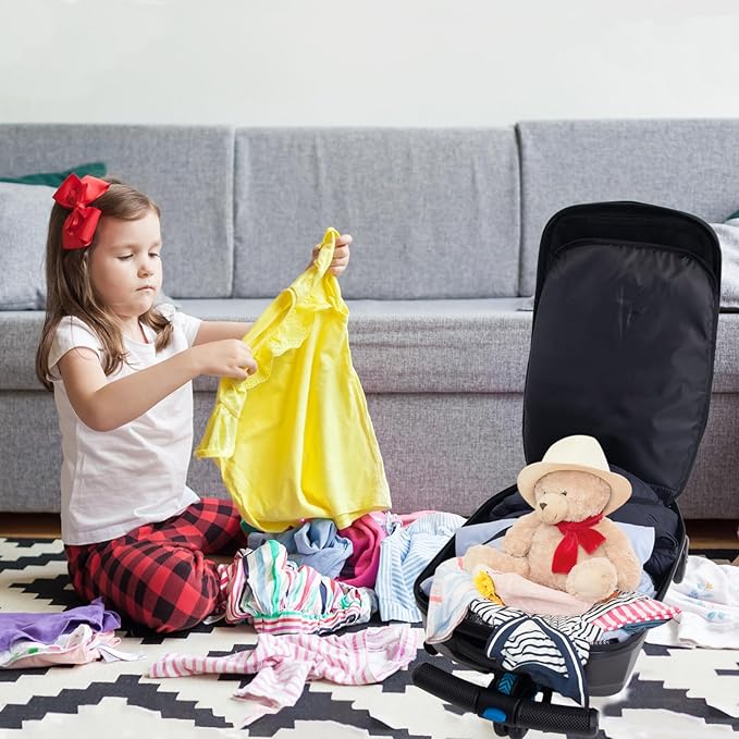2-in-1 Ride-On Scooter Suitcase, 20” Foldable Hardshell Carry-On Luggage for Travel, Lightweight Kids Scooter Bag with Wheels