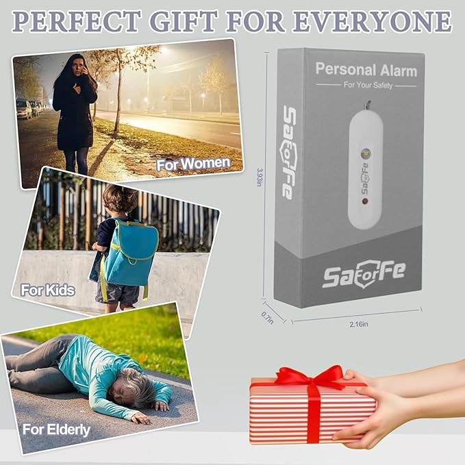 Personal Safety Alarm - Waterproof Rechargeable Security Alarm - 140dB Extra Loud Siren & Strobe Light - Self Defense Keychain - Gift for Women, Teenagers, College Girls, Seniors (White)