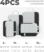 Percover Compression Packing Cubes 4-Piece Set, Packing Cubes Compression for Travel with Label Pockets, Travel Organizer for Carry On & Checked Luggage, Black