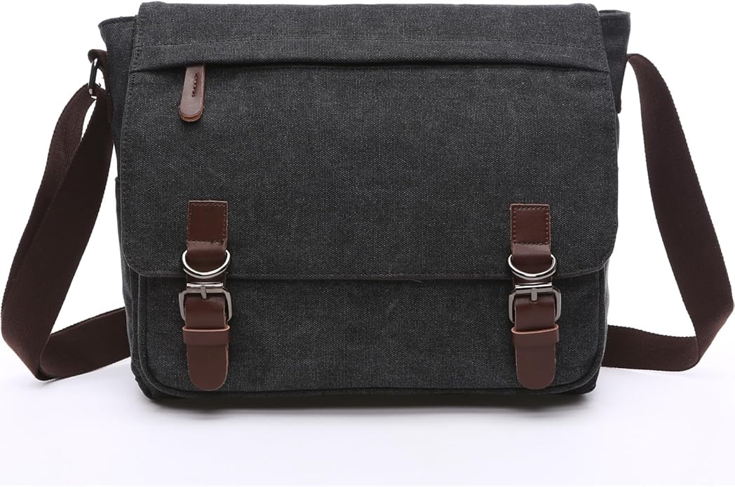 Evergoo Vintage Messenger Bag Unisex Shoulder Bags Canvas Satchel Cross Body Work Satchel Briefcase for 15.6 Inch Laptop