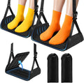 2 Pack Airplane Foot Rest - Lightweight Foot Hammock for Plane Travel with Adjustable Strap & Thick Board, Tray Table Under Desk Footrest to Relax Feet, Travel Essentials for Long Flights(Black)