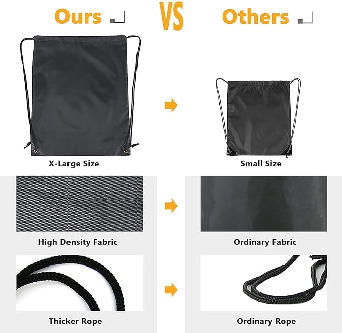 BeeGreen Black Drawstring Backpack Bags Bulk 2 Pack X-Large 22.4" L x 17.5" W Sports Cinch Sack Gym String Bags Machine Washable Heavy Duty String Backpack for Men Women