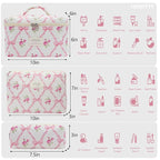 honitty Makeup Bag,Quilted Cosmetic Bag,Large Floral Make Up Bag for Women,Cotton Makeup Bag Set,Flower Travel Toiletry Bag