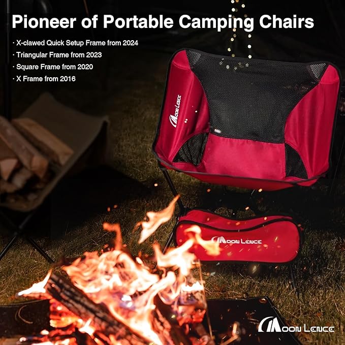 MOON LENCE Portable Camping Chair Backpacking Chair - The 4th Generation Ultralight Folding Chair - Compact, Lightweight Foldable Chairs for Hiking Mountaineering, Beach (Orange-2Pack)