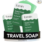 FOMIN - Antibacterial Paper Soap Sheets Tin for Traveling - 3 Pack Tea Tree - Portable Travel Hand Soap Sheet, Dissolvable Mini Camping Hand Soap for Hand Washing