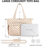 Bagstellar Corduroy Tote Bag for Women, 17 Pockets Laptop Work Tote Bag Lightweight Teacher Nurse Bible Bag for School Travel | with 40oz Cup Holder, Multi Compartment, Zipper Crossbody Bag, College Shoulder Bag, Daily Purse w/ Strap, Ideal Gift for Women