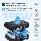 DOACE 350W Travel Voltage Converter US to Europe 220V to 110V Converter for Curling Iron Straightener Converter for European Travel 4 USB Charging Universal Power Plug Adapter UK/AU/US/EU, Black