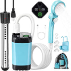 Portable Camping Shower with Heater, 6000mAh Rechargeable Portable Shower with 2000W Immersion Heater, LED Display, Heated Camping Shower for Travel, Hiking, Car, Pet