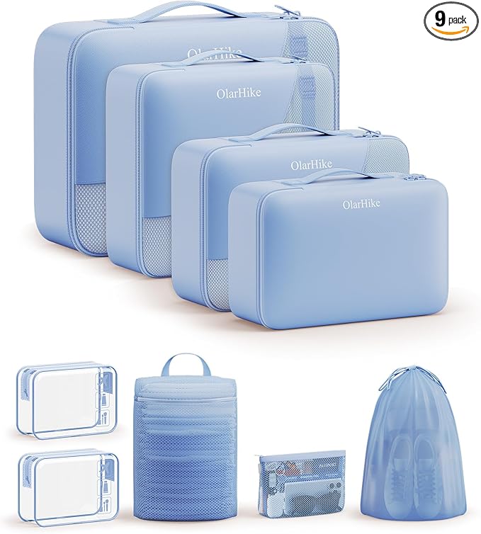 9 Set Packing Cubes for Travel, Gifts for Women Mom,Anti-Tearing Suitcase Organizer,OlarHike Vacation Essentials & Accessories for Cruise Ship