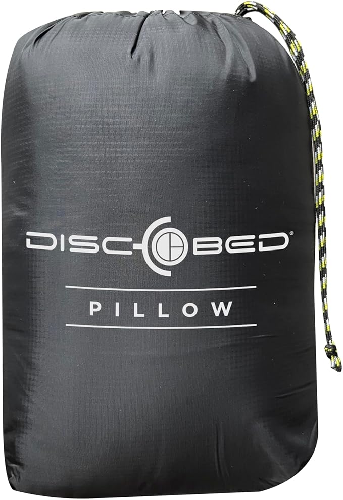 Disc-O-Bed Compact and Packable Travel Pillow with Washable Cover, Ultralight for Backpacking, Hiking, and Camping, Ocean Plaid