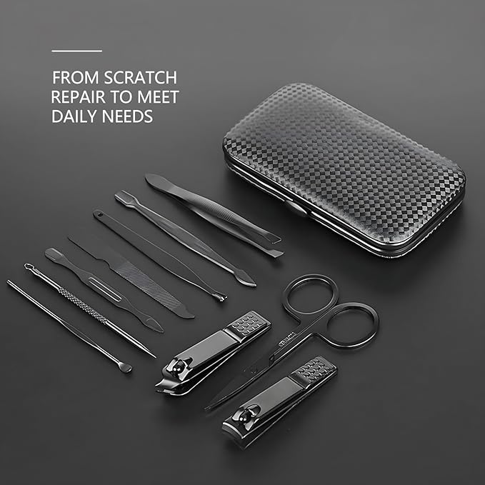 Nail Clippers Set, 10 PCS Professional Manicure Set and Pedicure Kit with Travel Case,Stocking Stuffers, Christmas Gift for Men and Women