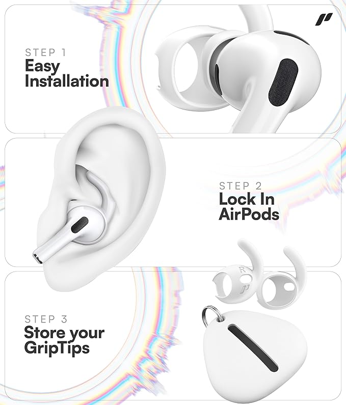 Proof Labs 4 Pairs for AirPods Pro 3 Ear Hooks Covers [Added Storage Pouch] Anti Slip Ear Tips Accessories Compatible with Apple AirPods Pro 3rd Generation (White)